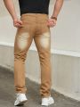 Men Slant Pocket Straight Leg Jeans