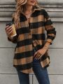 Plaid Print Drop Shoulder Coat