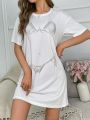 Human Anatomy Printed Short Sleeve T-Shirt Nightgown