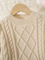 SHEIN Kids EVRYDAY Tween Girl Cable Knit Drop Shoulder Sweater Dress