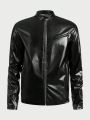 SHEIN Men Zip Up PU Leather Teddy Lined Jacket