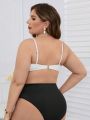 SHEIN Swim Chicsea Plus Size Color Block One-Piece Swimsuit With Low Back