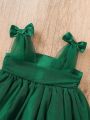 Baby Girl Bow Decor Sleeveless Dress