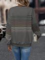 SHEIN LUNE Striped Print Drop Shoulder Sweatshirt