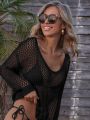 SHEIN Swim BohoFeel Hollow Out Crochet Cover Up Without Bra