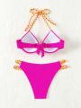 SHEIN Swim Vcay Women's Push Up Swimwear Set With Steel Rings