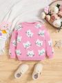 SHEIN Baby Girls Cartoon Pattern Sweater