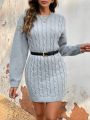 SHEIN Frenchy Women's Cable Knit Sweater Dress Without Waist Belt