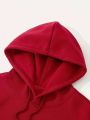 Men's Letter Print Drawstring Hooded Fleece Sweatshirt