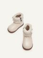 Cozy Cub Cute Fashionable Bowknot Design Plush Lined Warm Baby Soft Sole Anti-slip Short Boots