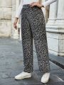 SHEIN Essnce Women's All-over Printed Elastic Waist Trousers