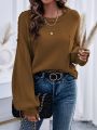 SHEIN Essnce Loose Fit Drop Shoulder Sweater With Front Pocket