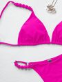 SHEIN Swim SXY Solid Color High Cut Triangle Cup Bikini Swimsuit Set