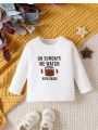Baby Boys' Round Neck Long Sleeve T-shirt With Slogan Print