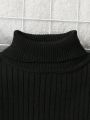 SHEIN Young Boy Turtle Neck Ribbed Knit Sweater