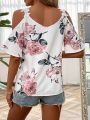 Women'S Off Shoulder Floral Print Blouse