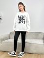 Teenage Girls' Character Portrait Long Sleeve Sweatshirt And Leggings Set