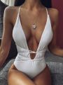 SHEIN Swim SXY Criss Cross One Piece Swimsuit