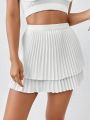 SHEIN Essnce Two Layer Hem Pleated Skort