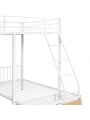 Triple Full Over Twin & Twin Size Metal Bunk Beds with Built-in Ladder Headboard and Footboard for Family Bedrooms, Divided into Three Separate beds with Drawers and Guardrails