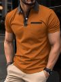 Men'S Color Block Decor Short Sleeve Polo Shirt