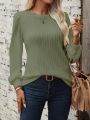 SHEIN LUNE Round Neck Lantern Sleeve T-Shirt