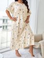 Plus Star Print Ruffle Hem Nightdress