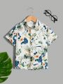 SHEIN Kids SUNSHNE Young Boy's Casual Vacation Plant Print Shirt