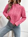 SHEIN Frenchy Solid Color Cable Knit Crop Sweater