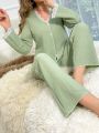 Lace Trim Pocket Patched PJ Set