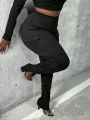 SHEIN Slayr Plus Size Women's Pocket Twist Knot Leggings