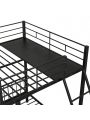 Triple Full Over Twin & Twin Size Metal Bunk Beds with Built-in Ladder Headboard and Footboard for Family Bedrooms, Divided into Three Separate beds with Drawers and Guardrails