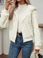 SHEIN Unity Zip Up Drawstring Hooded Teddy Jacket