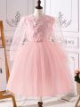 Tween Girl Floral Applique Mesh Puffy Dress