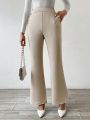 SHEIN Privé Women'S Solid Color Button Detail Flared Pants