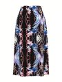 Cybermagik Ladies All-Over Printed Slit Hem Skirt