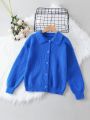 Tween Girl Solid Button Front Cardigan