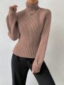 SHEIN Frenchy Women's High Neck Lantern Sleeve Sweater