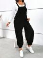 SHEIN LUNE Plus Flap Pocket Side Overall Jumpsuit Without Tee