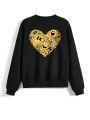 Retro Characters Women'S Long Sleeve Sweatshirt With Smiling Face Print