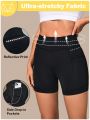 Wide Waistband Phone Pocket Side Biker Shorts