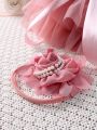 Baby Girls' Mesh Tutu Skirt And Rose Flower Headband Set, Perfect For Newborn Photography