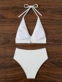 SHEIN Swim Mod Cross Wrap Ruffle Edge Decorated Bikini Swimsuit Set