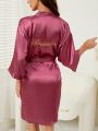 Women's Solid Color Glossy Bridesmaid Robe