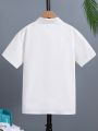 SHEIN Kids EVRYDAY Tween Boy's Short Sleeve Casual Shirt With Flap Pocket