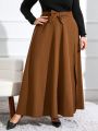 SHEIN Privé Plus Size Butterfly Decorated High Waist Midi Skirt