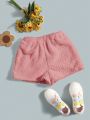 SHEIN Tween Girls Casual Elastic Waist Teddy Shorts