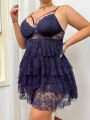 Plus Size Hollow Out Lace Nightgown