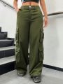 SHEIN Coolane Flap Pocket Side Stripe Cargo Pants