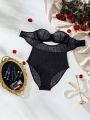 Floral Lace Cut Out Bandeau Teddy Bodysuit